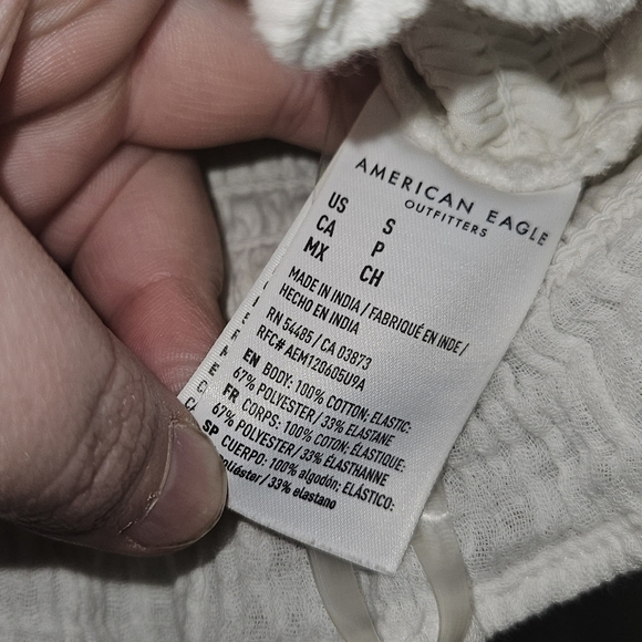 American Eagle White Ribbed Ruffle Cropped Top! - Picture 3 of 5
